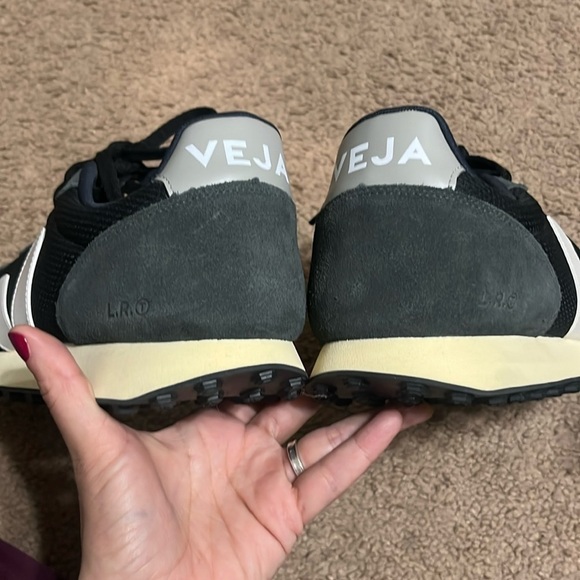 Veja Rio Branco Alveo Mesh Suede Leather Sneakers Black White Oxford Gray 12 - Picture 6 of 8
